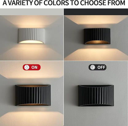 Black Modern LED Wall Sconces Wall Lighting, Gypsum 3000K Warm White Indoor Hardwired Wall Mount Light Fixtures Lamp Up and Down for Living Room Bedroom Hallway Dining Room