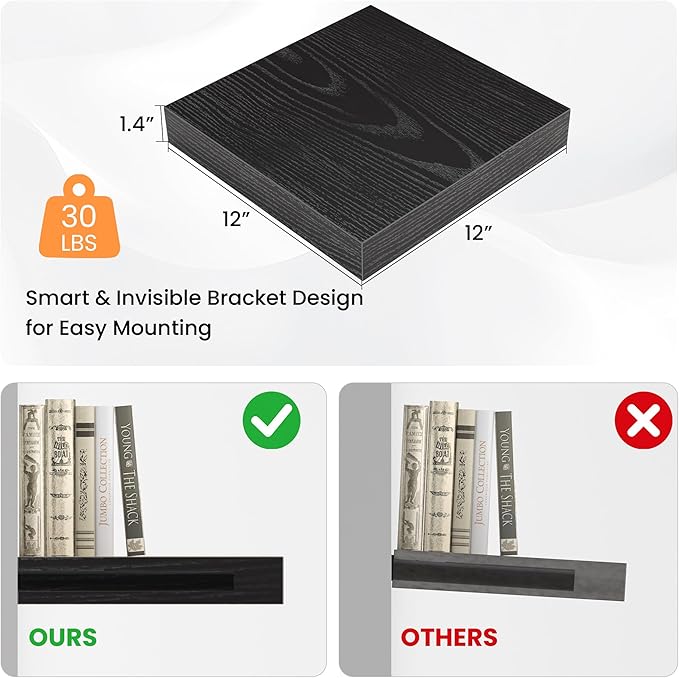 Square Floating Shelves for Wall, 12