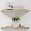 10 inch Corner Wall Shelf, Set of 2 Solid Wood Corner Floating Shelves for Wall, Round End Wall Mounted Floating Corner Shelf for Bedroom, Living Room and Kitchen (Carbonized-10 inch)