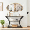 JJUUYOU Irregular Wood Mirror Asymmetrical Bathroom Wall Mounted Mirror 34