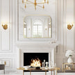 Modern Large Wall Mirror, Modern Mantel Minimalist Home Decor, Brushed Gold Metal Framed Arched Mirror for Living Room, Bedroom, Fireplace, Mantle, Entryway, Bathroom, 36