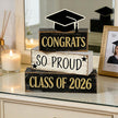 2026 Graduation Table Decorations Class of 2026 Senior Tiered Tray Decor Wooden Cap Block Signs Farmhouse Congrats Grad Tabletop Party Centerpiece for Tables Wooden Sign for Home Decor