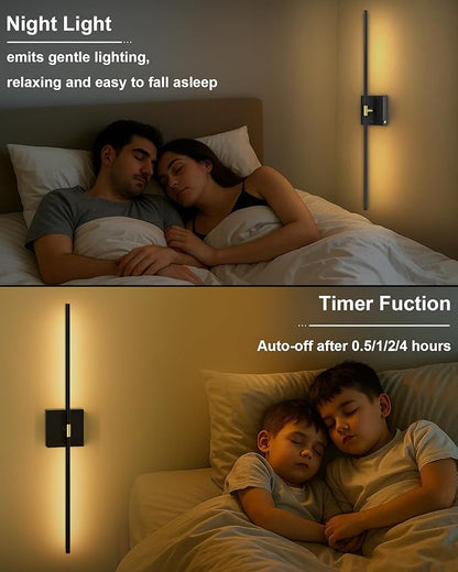 iThird Battery Operated Wall Sconce Set of 2: Rechargeable Wall Lights Wireless Sconces with Touch and Remote, 360° Rotate Magnetic Wall Scone Lighting Decor for Bedroom Living Room Hallway, 31.7Inch