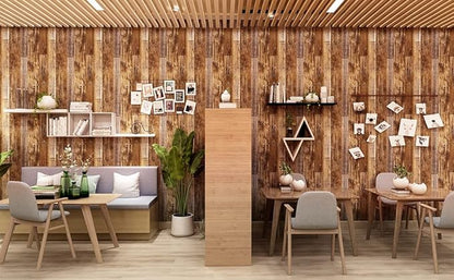 Yun-aeon Brown Wood Peel and Stick Wallpaper 17.3" X 200"Coffee Brown PVC Self Adhesive Wood Wall Peel and Stick Paper for Wall Covering Furniture Countertop Kitchen Christmas DIY
