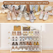 OYREL 5 Tier Shoe Organizer, 33.3in Wide x 11.2in Deep x 35.6in Tall, Black Metal and Plastic Shoe Rack with Side Bag, Holds 20-25 Pairs of Shoes