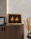 HUARCEY Gold Framed Vintage Wall Art for Living Room, Pear Fruits Painting Prints Shelf Decor for Kitchen, Aesthetic Bedroom Wall Art Decor, Christmas Gift for Friends or Family (Two Pears 12