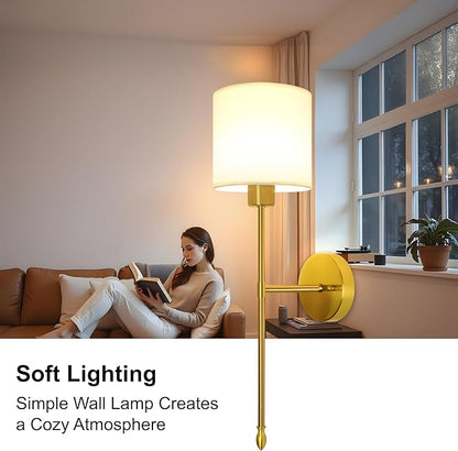 Battery Operated Wall Sconce Set of Two, 15 Colors Rechargeable Wall Lamp with Dimmable Bulbs and Remote, Gold Wireless Wall Sconce for Bedroom Living Room Hallway