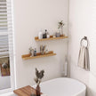 Floating Shelves for Wall - Natural Wood Picture Ledge Shelf Set of 2 - Solid Ash Wood Wall Shelves with Lip - Picture Frame Shelf Nursery Bookshelf