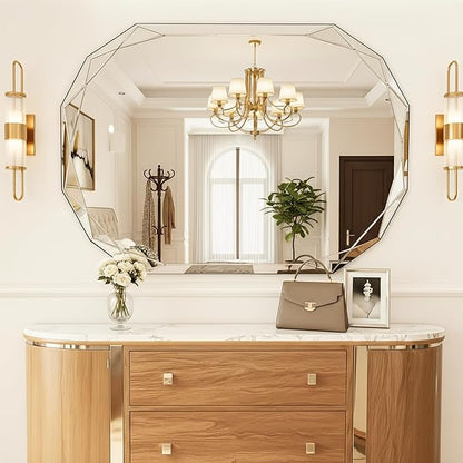 Suidia Bathroom Mirror, 30"x 40" Wall Mirror, Frameless Bathroom Mirror with Beveled Edge for Bedroom, Living Room, Entryway, Hallway, Oval Shape