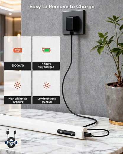 Magnetic Cordless Picture Light with Remote/Touch Control & Timer, 3CCT Dimmable, Angle Adjustable 5000mAh Battery 16in Metal Wall Sconce Decor for Artwork,Painting,Portrait,Gallery,Photo, White 2Pack