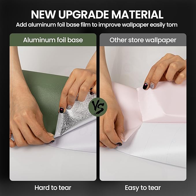 practicalWs Green Contact Paper Peel and Stick Wallpaper with Tools, Modern Removable Wall Paper for Bedroom Walls, 17.7'' x 590.5'' Self-Adhesive Thickened Wallpaper for Kitchen Cabinets and Drawers