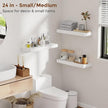 Heimlove 24 Inch Floating Shelves for Wall White Shelves Set of 2,Wall Mounted Rustic Wood 8 Inch Deep Floating Shelf with Invisible Brackets for Bedroom Kitchen Living Room