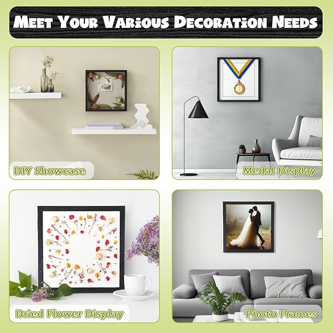 2 Pack T Shirt Display Frame, 11.3'' X 11.3'' Black Imitation Wood T Shirt Frame with 98% UV Protection Acrylic, 1