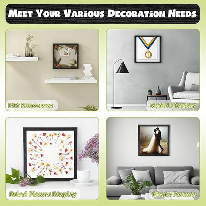 2 Pack T Shirt Display Frame, 11.3'' X 11.3'' Black Imitation Wood T Shirt Frame with 98% UV Protection Acrylic, 1" Depth of Usable Space Shadow Box, Display Case for Shirts, Jerseys, Memorabilia