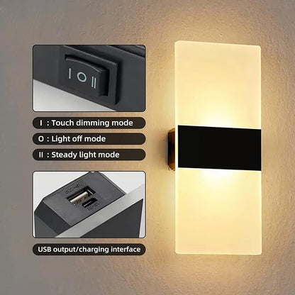 MEHIDFY Wall Sconces Sets of 2, Dimmable Touch Control Wall Lamp, Rechargeable LED Wall Sconces, Battery Operated Wall Lights, Bedside Lamp, Reading Light Bedroom with 4 Brightness (Warm White)