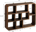 Frcctre Rustic Shadow Box Display Shelf, 9 Compartments Wood Hanging Display Floating Shelves, Multi-Slot Wall Mounted or Freestanding Farmhouse Decor Displays Case