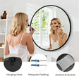 Bathroom Mirror for Wall, 30 Inch Round Mirror, Matte Black Metal Framed Circle Vanity Mirror for Bathroom Bedroom Living Room Entryway, Anti-Rust, Tempered Glass, Hanging or Leaning