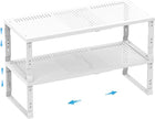 Expandable Spice Rack,Stackable Storage for Cabinet, Multi-Functional Kitchen Shelving,Height-Adjustable,Sustainable Organizer Solution(2Packs/White/Medium)