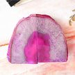 JIC Gem Decorative Crystal Book Ends Polished Dyed Pink Color Geode Brazilian Agate Bookends with Rubber Bumpers Small Size(1 Pair, 2-3 LBS)