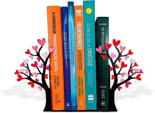 Book Holder Tree with Flowered Heart – Romantic Bookend Tree of Life – Geguton