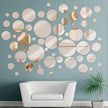 Jetec 56 Pcs Real Glass Round Mirror Tiles Frameless Wall Glass Tiles Round Wall-Mount Mirrors with Acrylic Double Sided Adhesive for Bedroom Bathroom Craft(2/3/4/6/8/10 Inch)