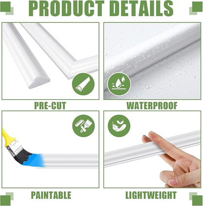 3 Set Accent Wall Molding Kit Premade Wainscoting Panels Wall Molding Peel and Stick Panel White Pre Cut Trim for Walls Picture Frame Molding for Home Decoration (39 x 91 Inch)