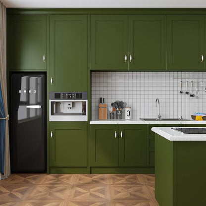 VEELIKE Moody Olive Green Wallpaper Peel and Stick Wide Thick Green Contact Paper for Kitchen Cabinets Accent Walls 24''x354'' Self Adhesive Waterproof Removable Wallpaper for Bedroom Living Room Dorm