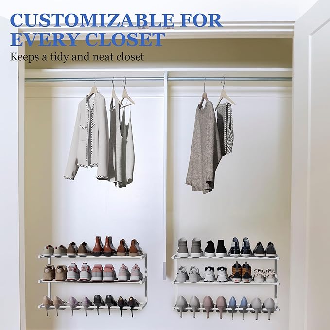 3 Pack Wall Mounted Shoe Rack, 3 Tier Hanging Shoe Rack Holds 36 Pairs, 17