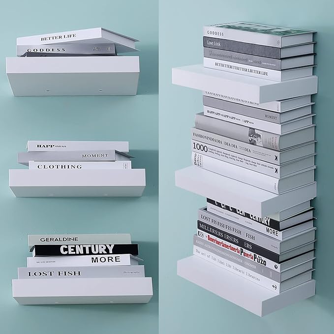 WELLAND 48 inch White Mission Floating Shelves for Wall, Bathroom and Bedroom, Modern Display and Book Shelves, Kitchen