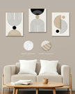 HesenDot Abstract Geometric Wall Art Set of 3, 40x60CM Minimalist Line Framed Canvas Prints, Boho Modern Beige Black Shapes Wall Decor for Living Room Bedroom Bathroom Office Home