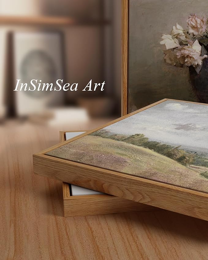 InSimSea Framed Canvas Wall Art Vintage Decor, Large Coastal Wall Art, Seaside Painting Prints, Modern French Country Farmhouse Decorations, Rustic Wall Decor for Living Room Bedroom, 20