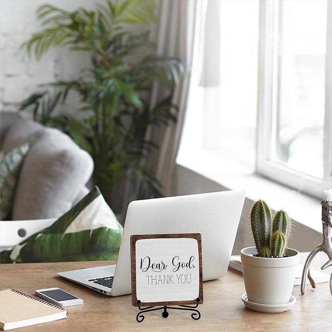 Modern Farmhouse Decor, Home Decor For Living Room, Boho Chic Aesthetic Shelf Decorations, Christian Rutsic Dear God Sign, Farm House Entryway Tv Stand Fireplace Coffee Table Decoration (05)