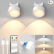LED Wall Sconces, 160H Battery Life, Rechargeable Cordless Mounted Lights, 3 Color & 4 Brightness Level & 360°Rotate Magnetic Ball & Touch or Remote, for Reading Bedroom (White)
