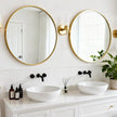 Round Wall Mirror 24 Inch Gold Vanity Mirror with Metal Frame, Modern Circle for Bathroom, Entryway, Bedroom, Living Room, Wall Mounted Decorative Mirrors