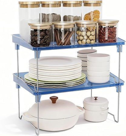 Acrylic Cabinet Organizer Shelf,4 Pcs Stackable Kitchen Counter Shelves,Spice Rack,Countertop Organizers,Clear Plastic Storage Organization for Makeup, Bathroom,Cupboard,Desk,Pantry