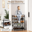 Refrze Shoe Rack for Front Door Entrance, 5 Tier Height-Adjustable Metal Shoe Rack, Sturdy Wooden Top and Tiltable Steel Frame Heavy Duty Shoe Organizer for Bathroom,Bedroom,Kitchen，Include Hook