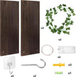 Fixwal Artificial Ivy LED-Strip Floating Shelves Set of 2, Macrame Hanging Shelves Plant Wall Decor, Rustic Boho Wood Wall Storage Shelves for Bedroom, Living Room, Bathroom Decor (Dark Brown)