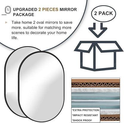 Oval Bathroom Mirror Capsule Wall Vanity Mirror, 2 Pieces 20"x30" Pill Mirrors Wall Mounted Mirror, Large Modern Mirror with Gold Metal Frame, Decor for Entryway, Bedroom, Living Room
