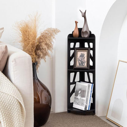 Corner Shelves,Corner Shelf Stand Waterproof Great for Bathroom Storage Tight Space,Small Shelf Stand Fit for Toilet Paper Holder Storage, Corner Tables for Small Space,Black