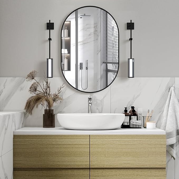 Oval Bathroom Mirror Capsule Wall Vanity Mirror, 24
