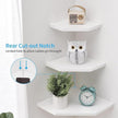 Corner Floating Shelves, White Corner Wall Shelf Set of 2, Solid Oak Wood Corner Shelves Wall Mount Shelf with Wire Hole Small Plant Display for Kitchen Living Room Bedroom