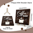 Funny Coffee Bar Decor Sign – Rustic Wooden Plaque for Coffee Station, Farmhouse Cafe Shelf Accessories, Desk or Kitchen Counter Decor,Birthday,Mother Day Gift 5.9 x 5.9 Inch (Brown)