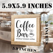 Vintage Coffees Bar Signs Coffee Bar Freshly Brewed Farmhouse Cafe Sign Handcrafted Wood Sign Rustic Cafe Style Wall Decor For Kitchen Office Display Perfect Coffee Lover Gift Square Wood 5.9x5.9 Inch