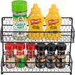 MyGift Spice Rack Wall Mount, Counter 2 Tier Spice Rack, over the Stove Seasoning Jar Storage Organizer, Black Metal Wire, Kitchen Farmhouse Style