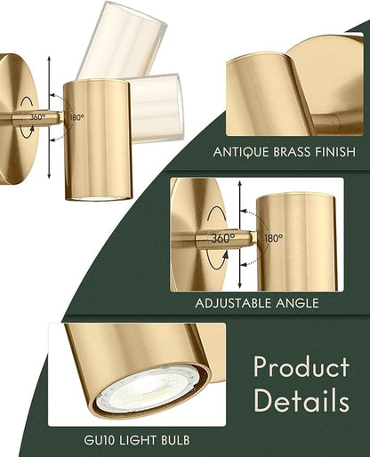 Gold Wall Sconce, Modern Wall Light Fixture, LED Track Lighting with GU10 Bulb for Bedroom Entryway Bathroom Kitchen, SL4830-1W-BB