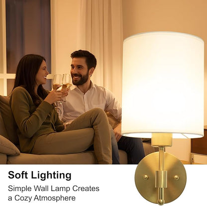 Battery Operated Wall Sconces Set of Two, Wireless Battery Wall Lamp with Remote Control, 12 Colors RGB Magnetic Bulb, Rechargeable Gold Wall Sconce for Bedroom Living Room Hallway