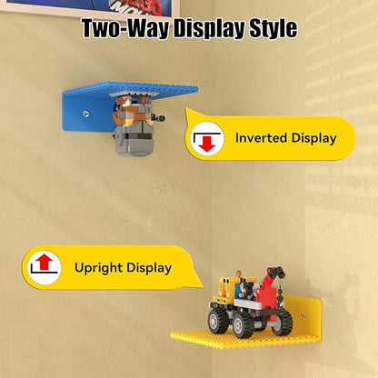 8-Pack Small Floating Shelves for Wall Compatible with Lego Building Bricks, 5x5.5inch Dual‑Sided 16x17 Studs for Toy Brick Storage and Display, ABS Display Shelves for Room Decor, Multicolor