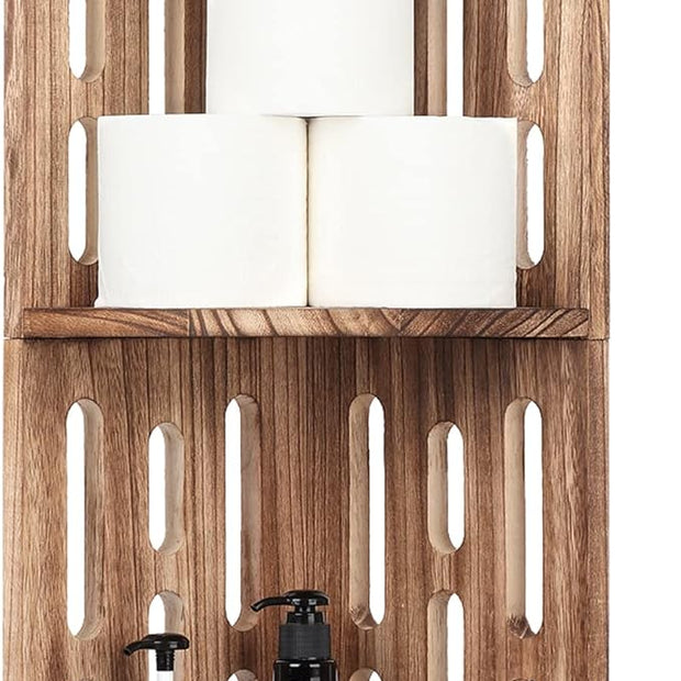 Meangood Bathroom Corner Shelf Stand, 3 Tier Solid Wood Display Shelf for Narrow Space, Shower Corner Shelf, Plant Stand Nightstand, for Living Room, Bedroom, Home Office, Elegant Carbonized Black
