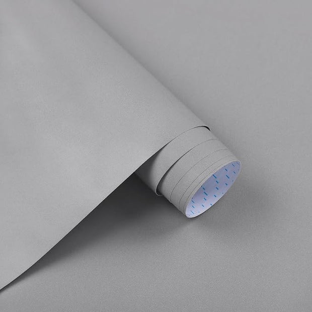 Peel and Stick Wallpaper Solid Color Grey Contact Paper Matte Wallpaper for Bedroom Bathroom Modern Wall Paper Removable Self-Adhesive Kitchen Wall Decor Vinyl Roll 17.3" x 394"