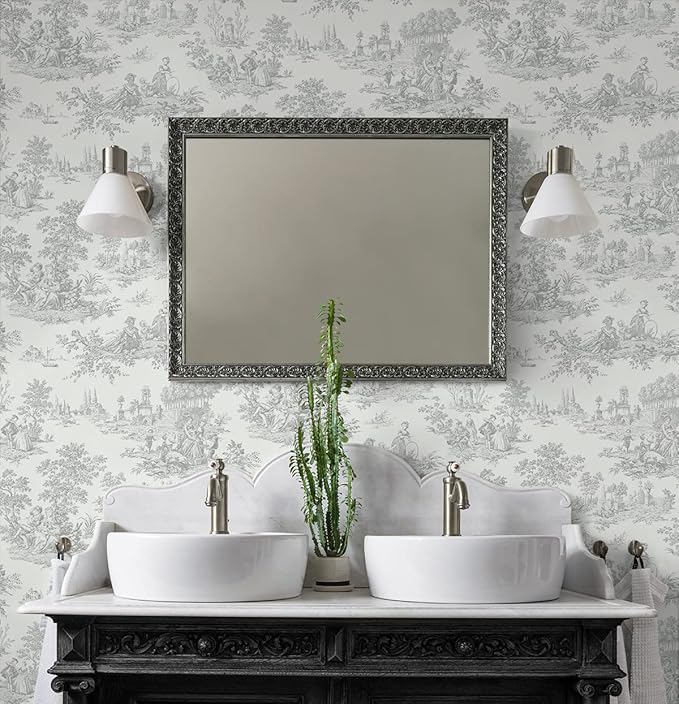 NextWall Chateau Toile Peel and Stick Wallpaper (Argos Grey)